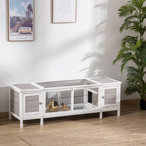 Pawhut rabbit hutch guinea - rabbit,