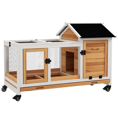 Pawhut rabbit hutch - hutch,, guinea