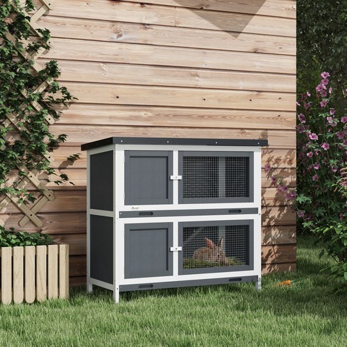 Pawhut rabbit hutch - pawhut, double