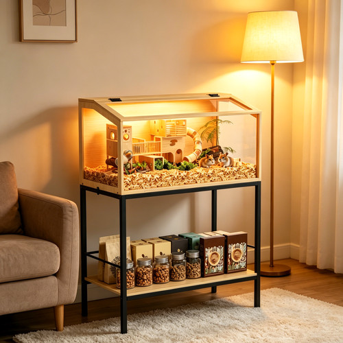 Elevated wooden hamster - wooden,