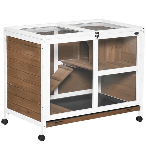 Pawhut wood rabbit hutch bunny - pawhut,